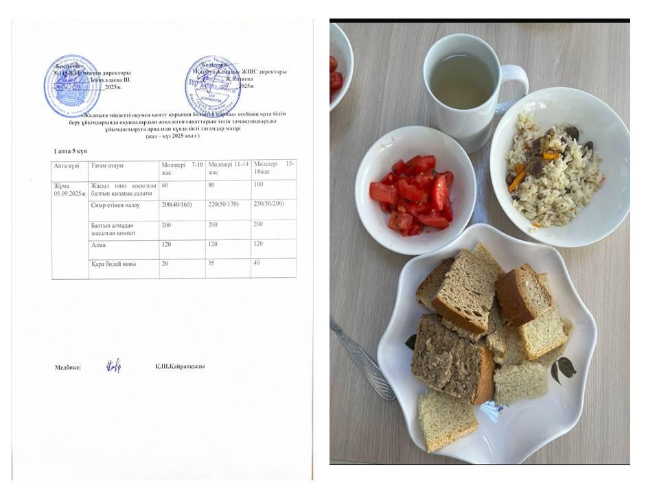 Ас мәзірі. 1 апта 5 күн. 05.09.2025