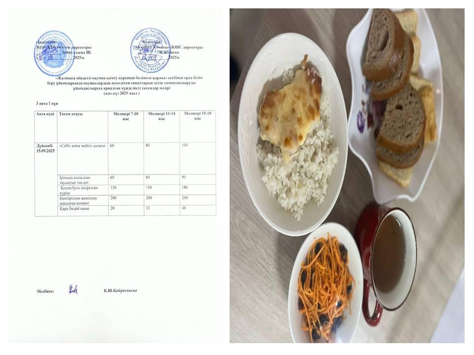 Ас мәзірі. 3 апта 1 күн. 15.09.2025