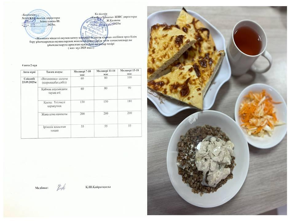 Ас мәзірі .4 апта 2 күн. 23.09.2025