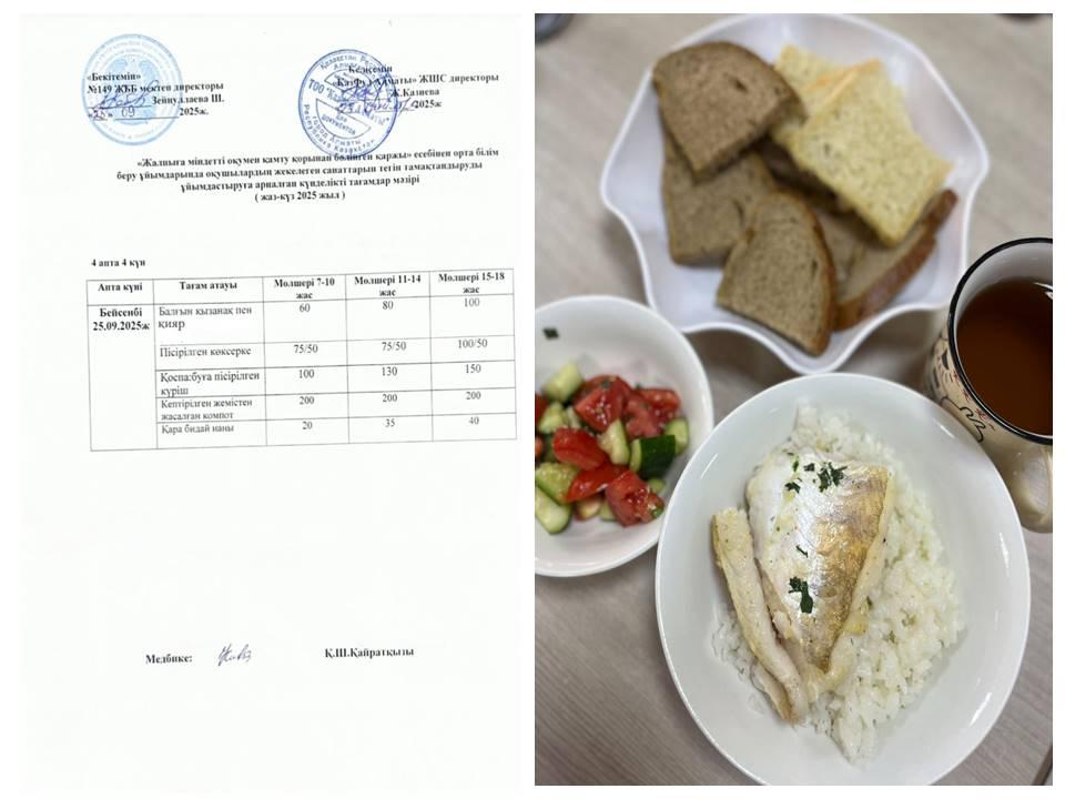 Ас мәзірі.4 апта 4 күн .25.09.2025