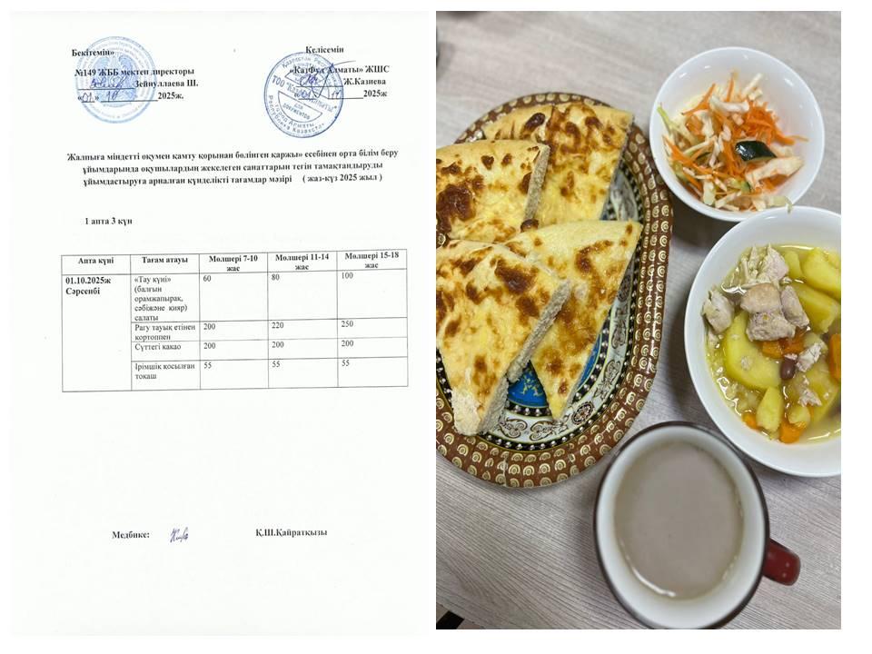 Ас мәзірі.1 апта 3 күн.01.10.2025