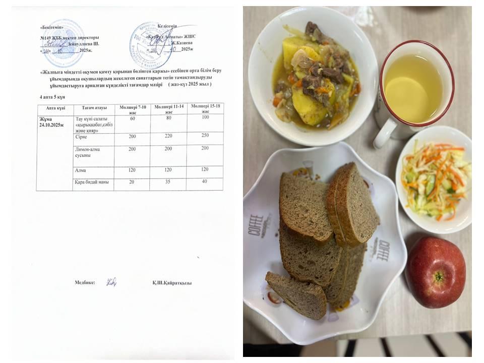 Ас мәзірі 4 апта 5 күн