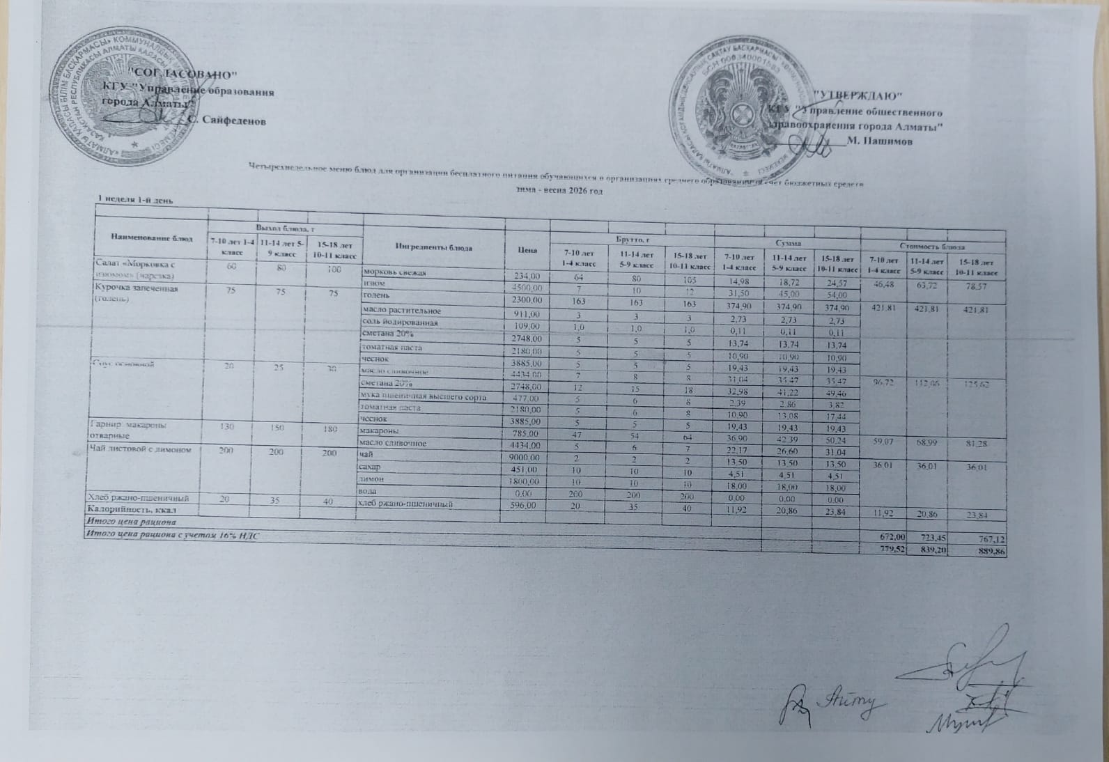 Ас мәзірі қыс-көктем